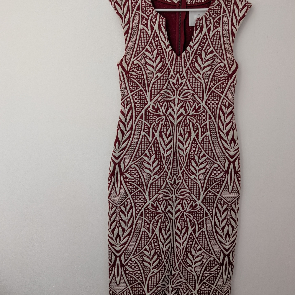 Elegant Red and White Patterned Dress